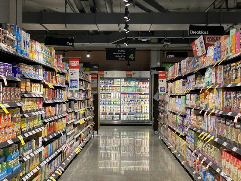 Retail store shelves and product displays